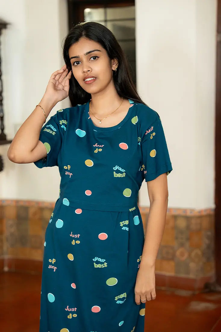 NB Printed Blue Maternity Maxi