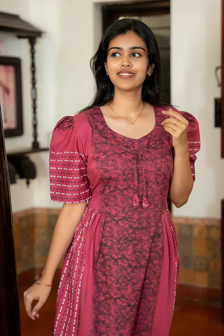 NB Printed Pink Cotton Maxi