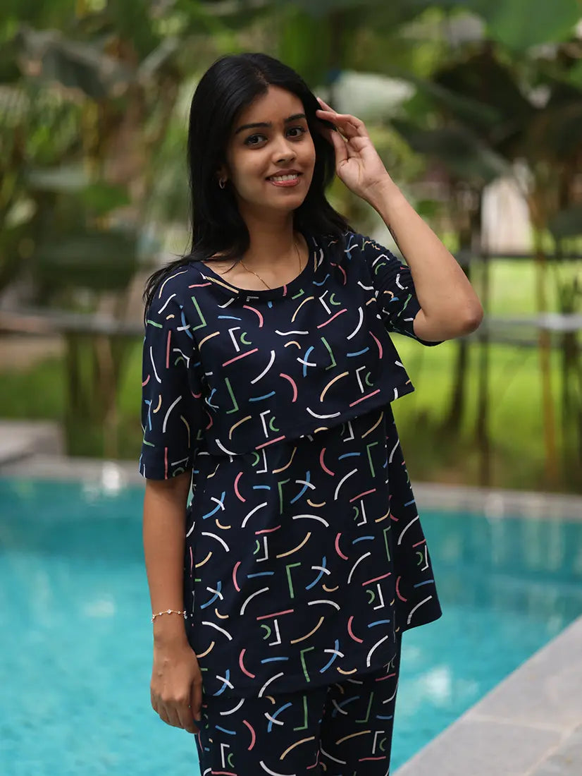 Navy Soft Cotton Feeding Co-Ord