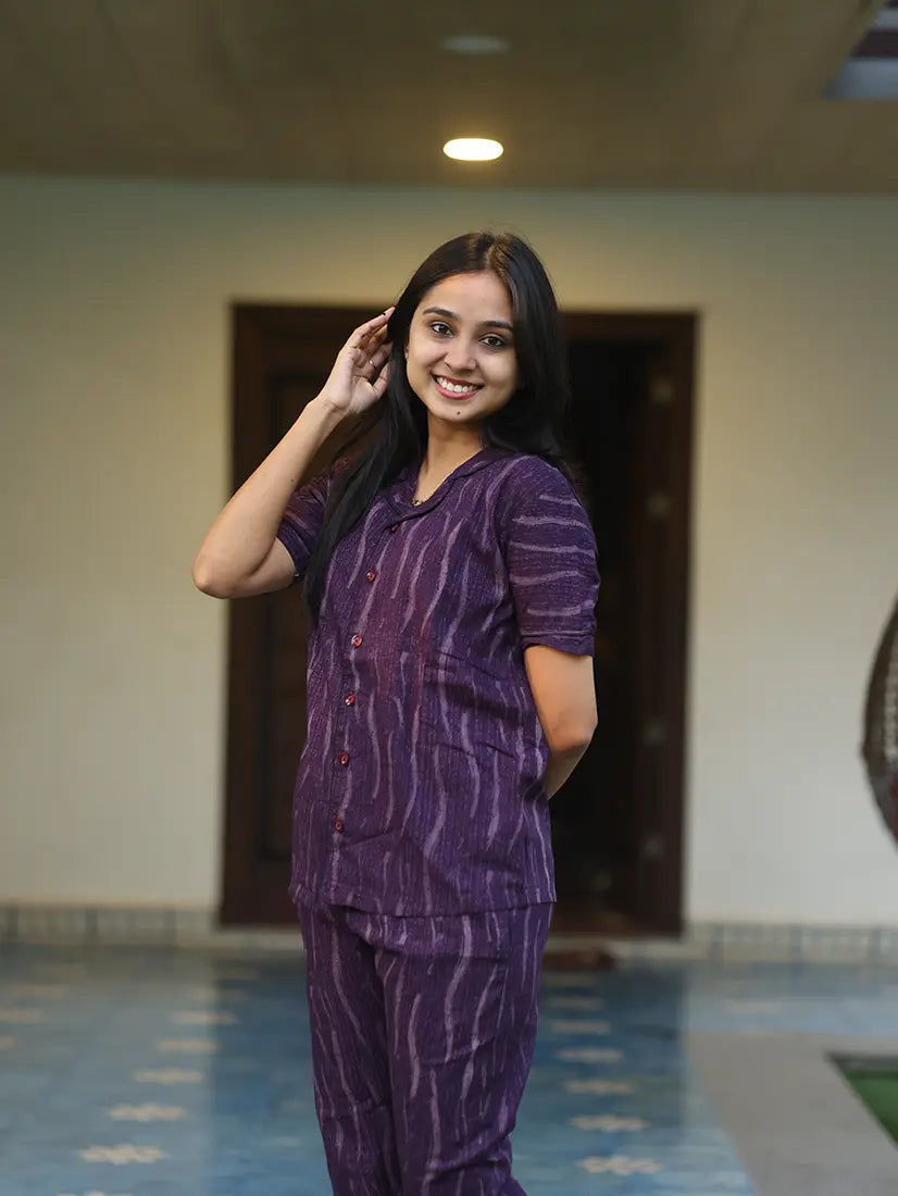 NB Striped Purple Cotton Co-ord