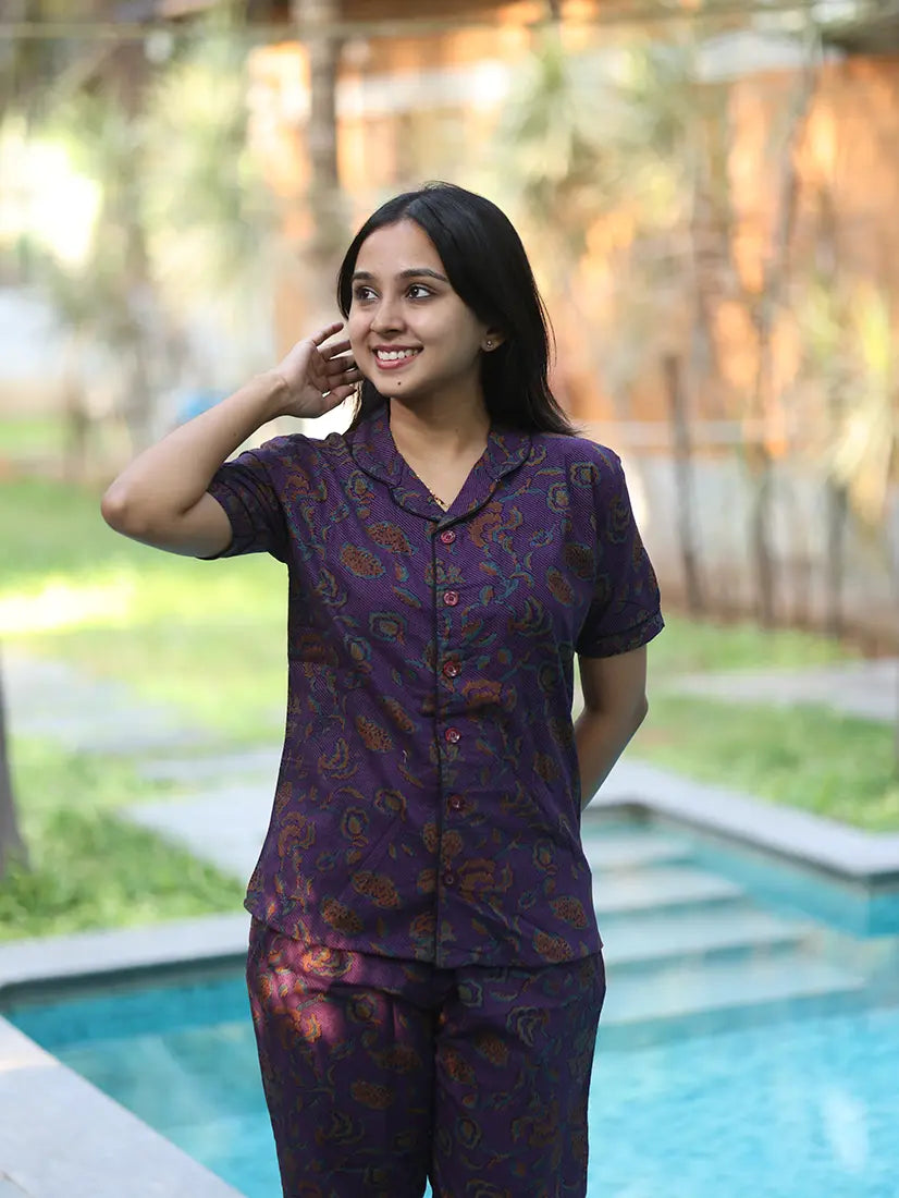 NB Printed Purple Cotton Co-ord