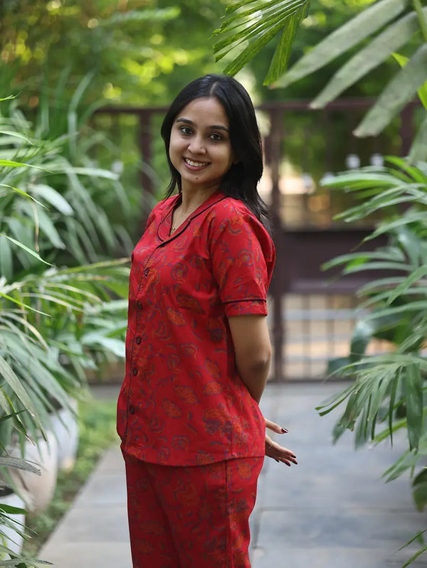 NB Printed Red Cotton Co-ord