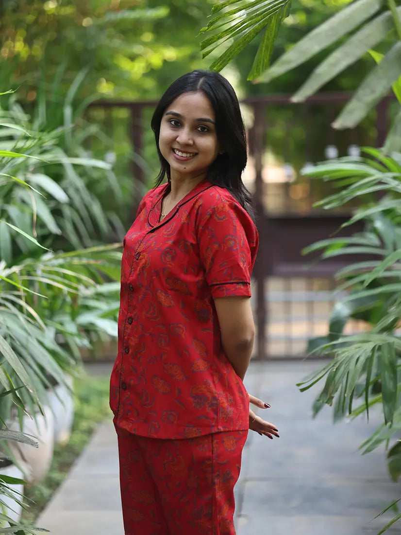 NB Printed Red Cotton Co-ord