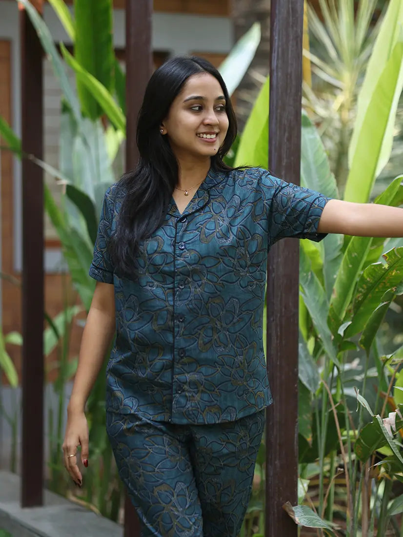 NB Printed Teal Blue Cotton Co-ord