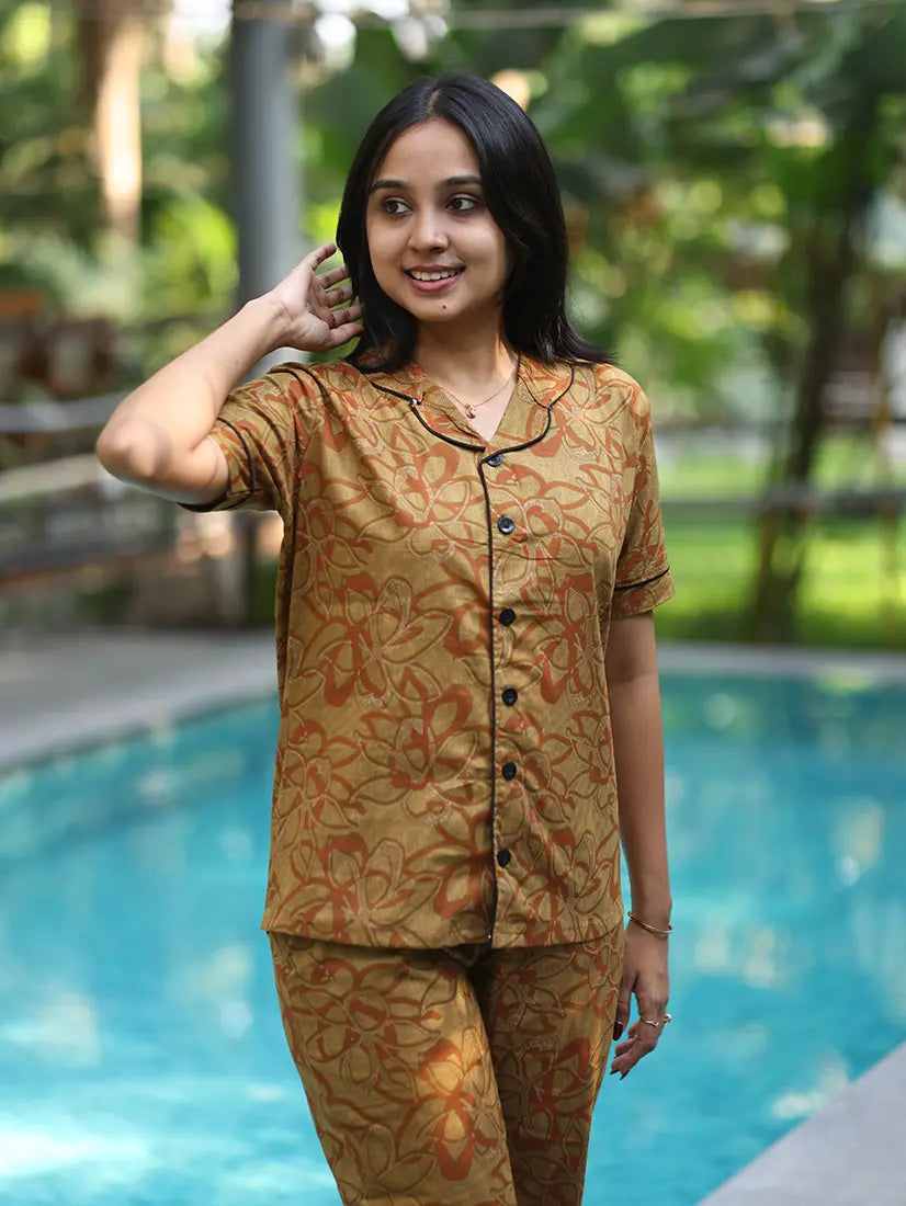 NB Printed Mustard Cotton Co-ord