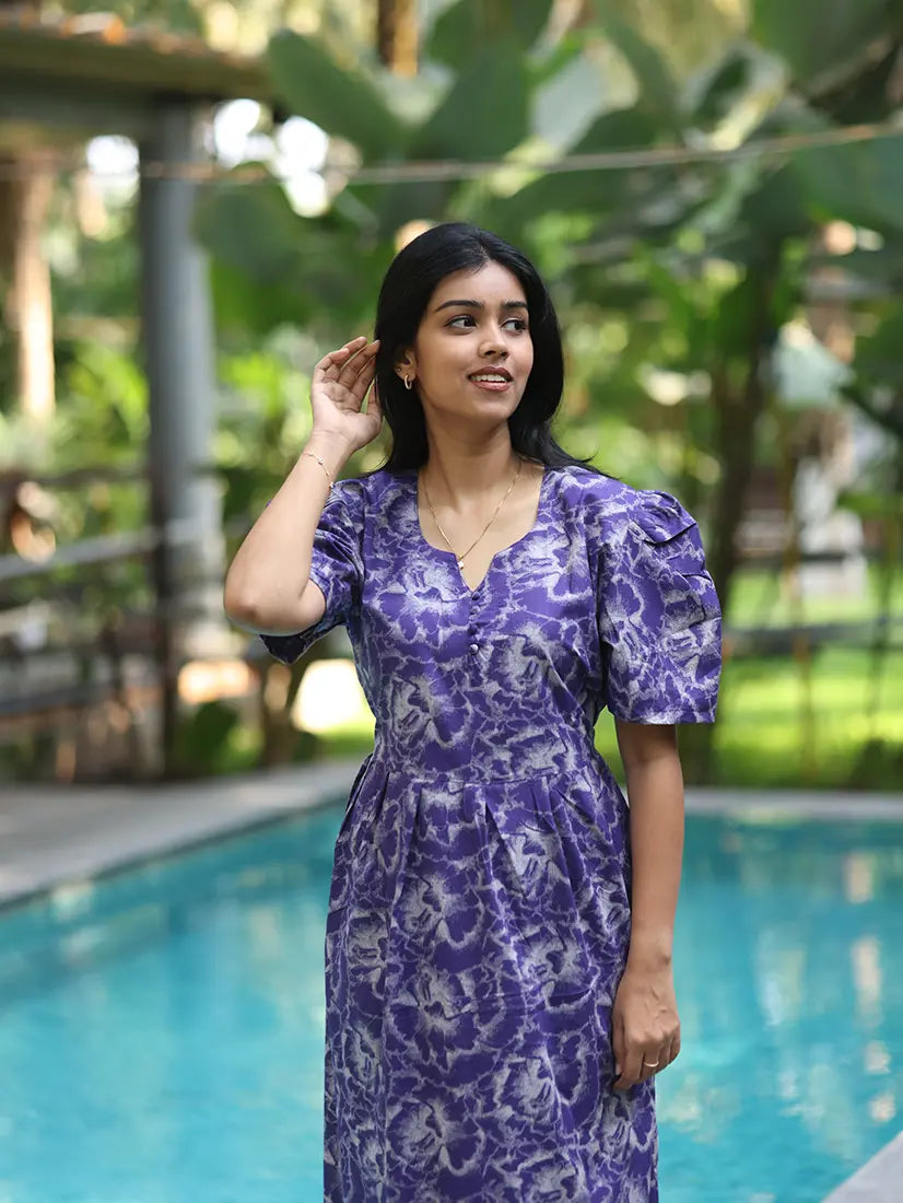 NB Printed Purple Cotton Maxi