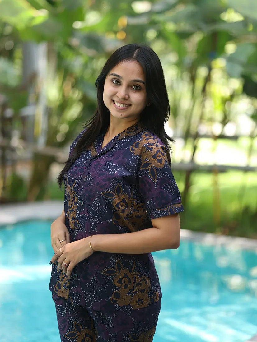 NB Printed Indigo Cotton Co-ord