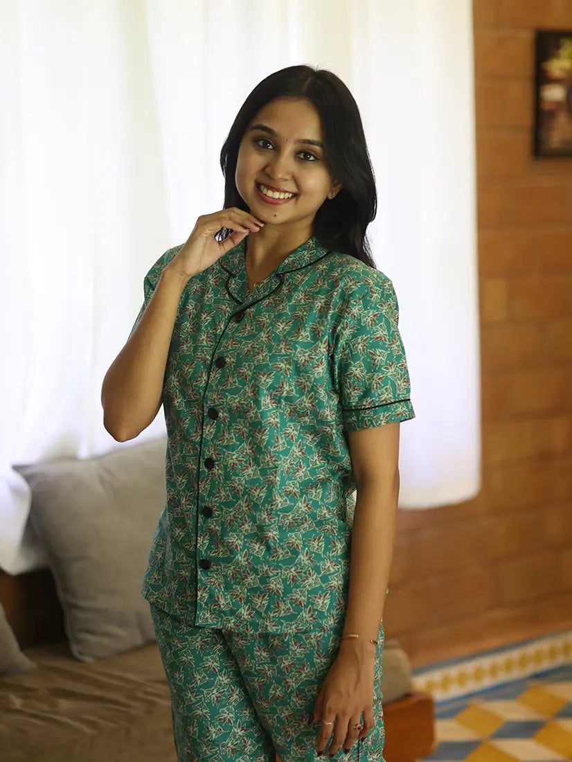 NB Printed Sea Green Cotton Co-ord