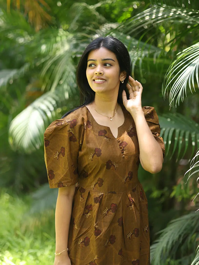 NB Printed Brown Cotton Maxi