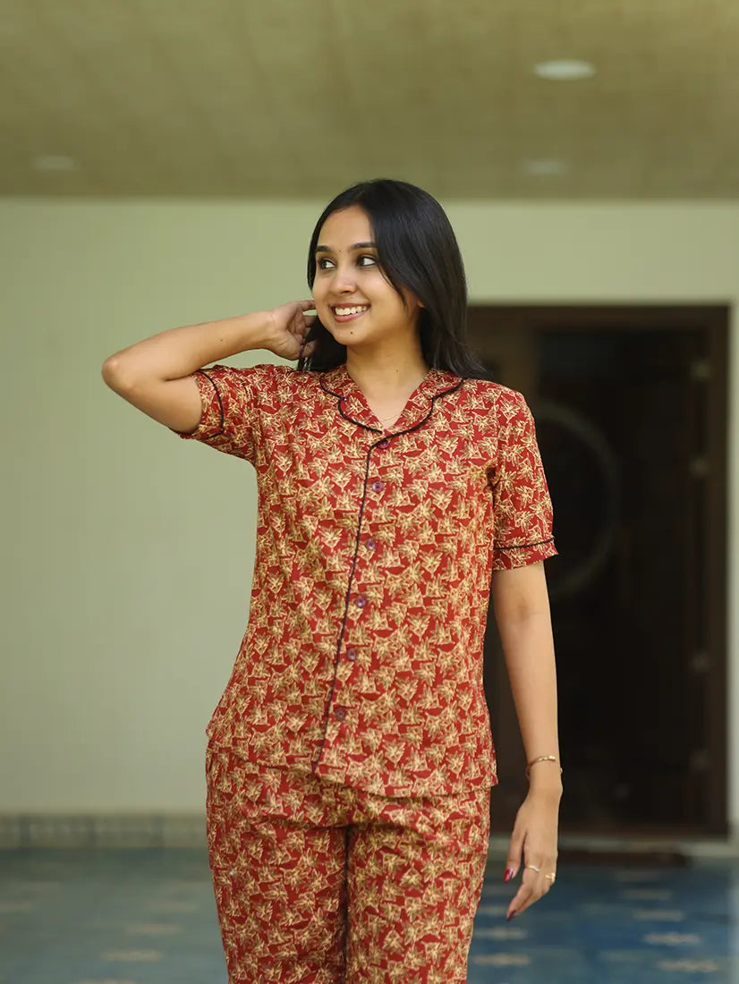 NB Printed Rust Cotton Co-ord