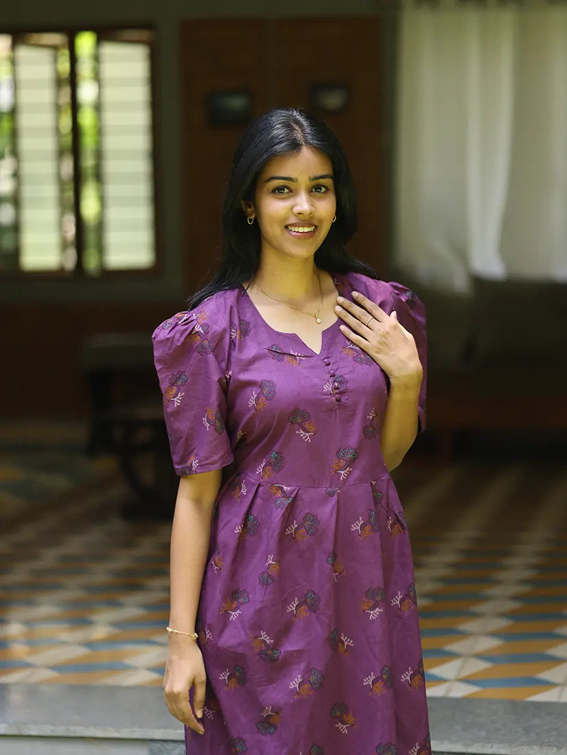 NB Printed Purple Cotton Maxi