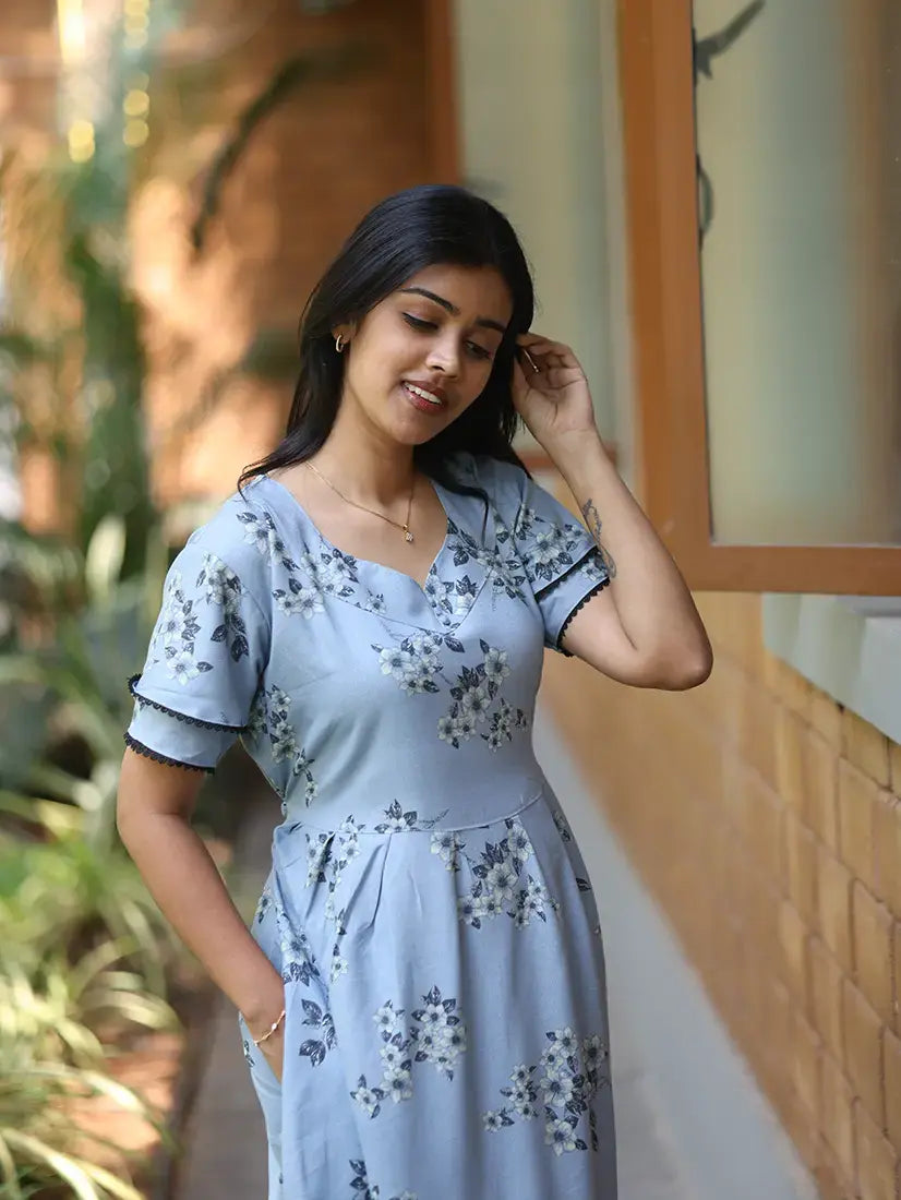 NB Printed Powder Blue Alpine Maxi