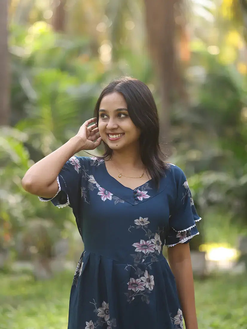 NB Printed Navy Blossom Alpine Maxi