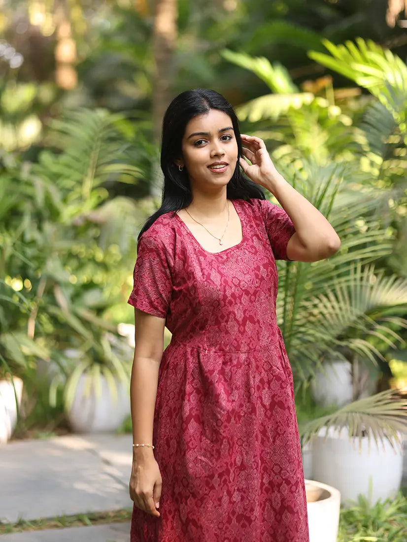 NB Printed Red Feeding Cotton Maxi