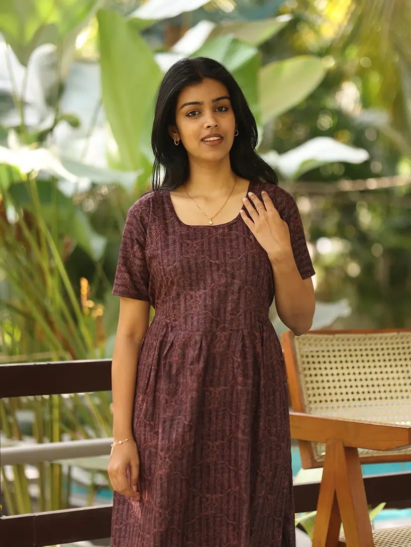 NB Printed Plum Feeding Cotton Maxi