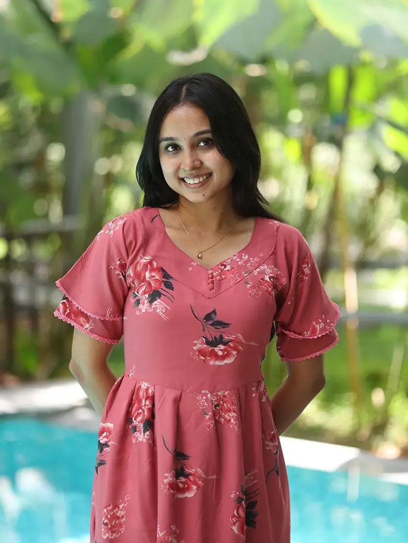 NB Printed Peach Blossom Alpine Maxi