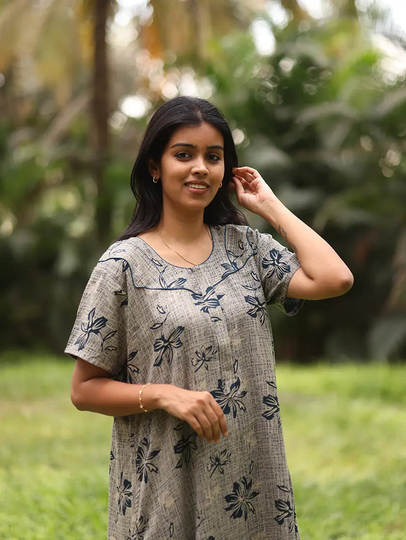 NB Printed Navy Floral Alpine Nighty