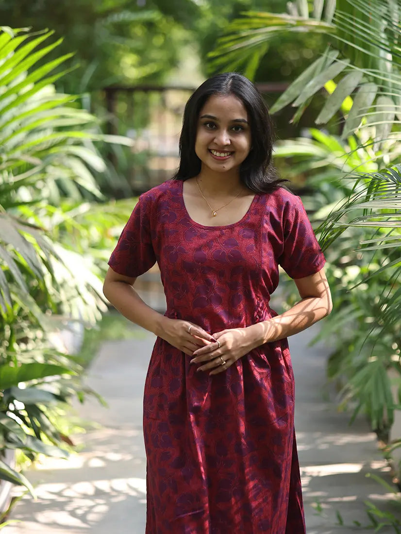 NB Printed Red Feeding Cotton Maxi