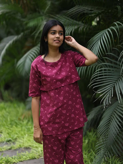 Berry wine Soft Cotton Feeding Co-Ord