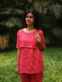 Pink Soft Cotton Feeding Co-Ord