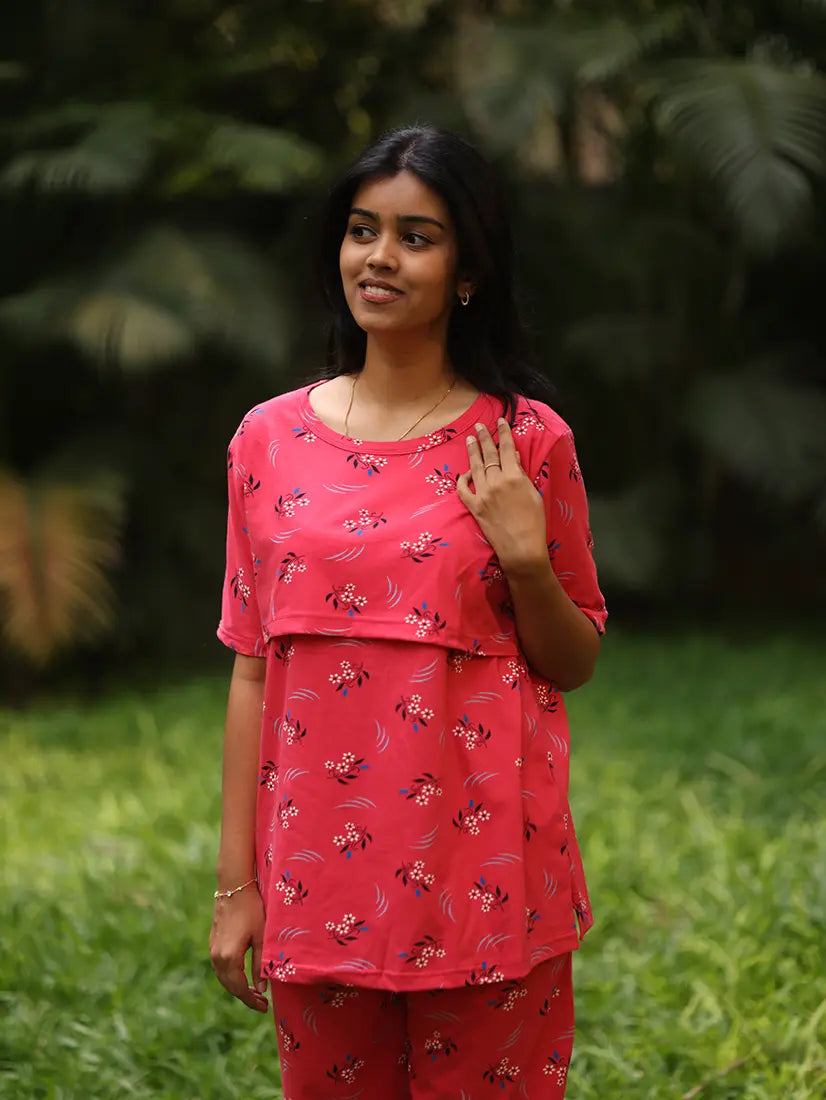 Pink Soft Cotton Feeding Co-Ord