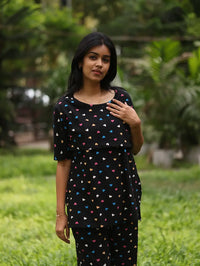 Black Soft Cotton Feeding Co-Ord