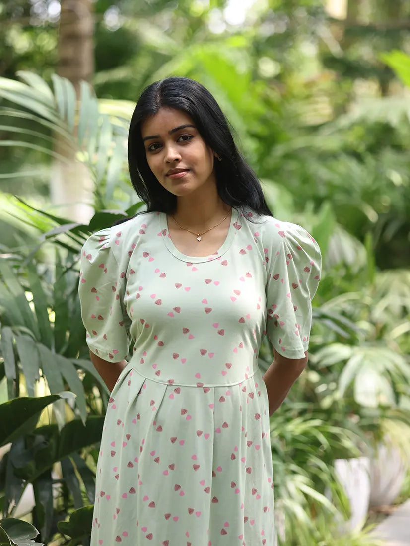 NB Printed Mint Green Soft Cotton Maxi