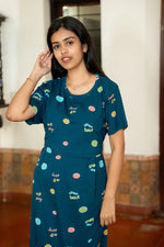 NB Printed Blue Maternity Maxi