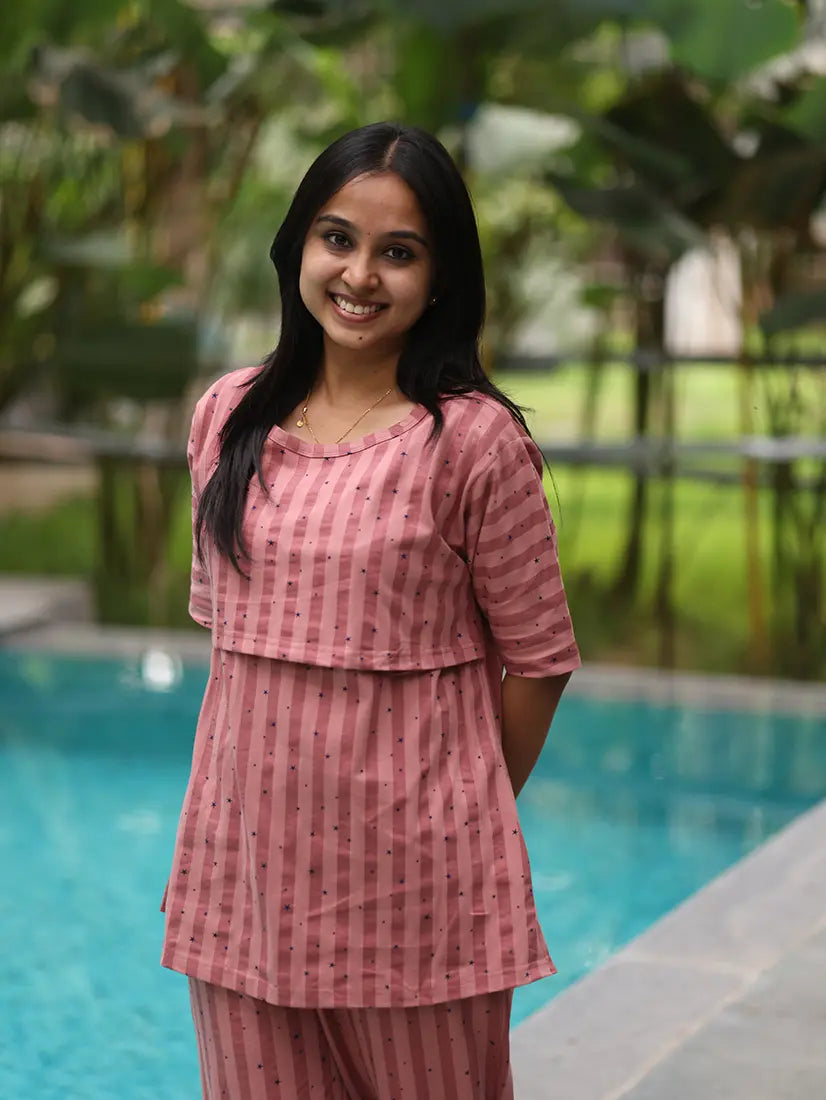 Peach Soft Cotton Feeding Co-Ord