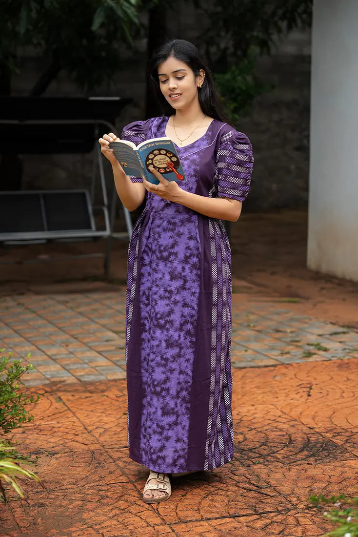 NB Printed Purple Cotton Maxi – Nitebloom